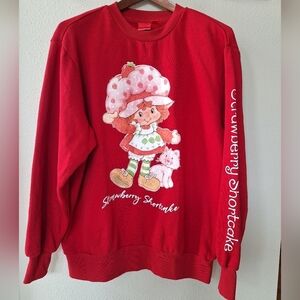 Strawberry Shortcake Womens Oversized Graphic Print Red Sweatshirt Size S/M